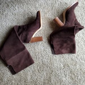 Suede genuine leather knee high boots